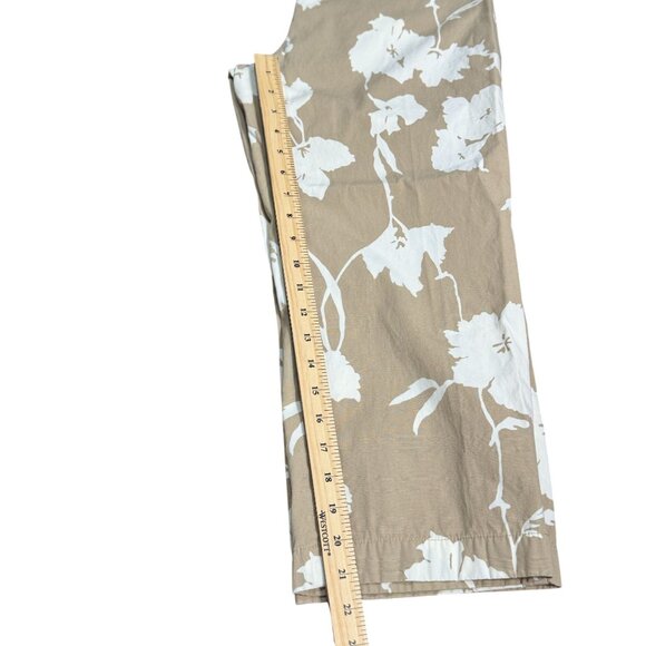 Ann Taylor Loft Womens 8P Beige White Floral Print Cropped Pants 100% Cotton - Picture 7 of 9